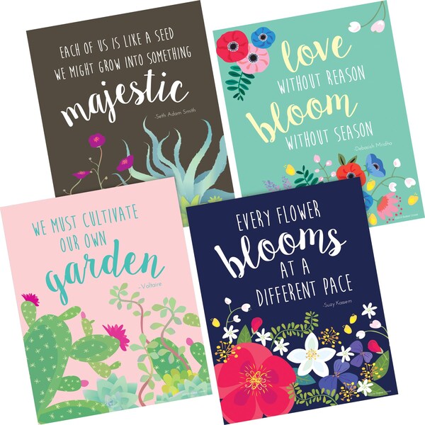 Barker Creek Believe You Can Art Prints Set, Petals & Prickles Collection, 4/Set 3113 - main